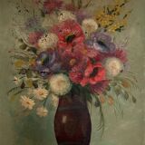 Tableau ancien bouquet classique