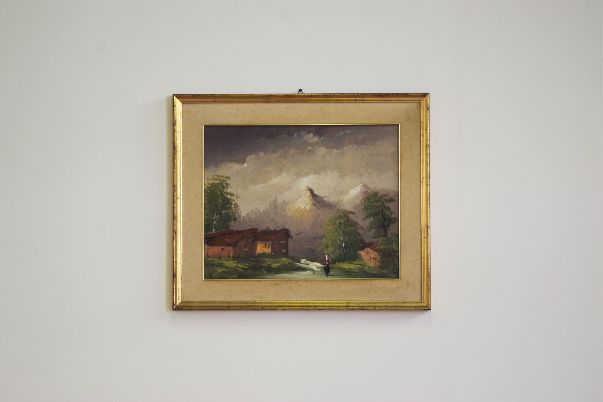 Oil painting on canvas, mountain landscape, Cakv