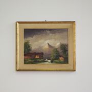 Oil painting on canvas, mountain landscape, Cakv