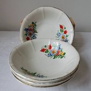 Coupelles vintage Digoin Sarreguemines. Décalcomanies de fleurs