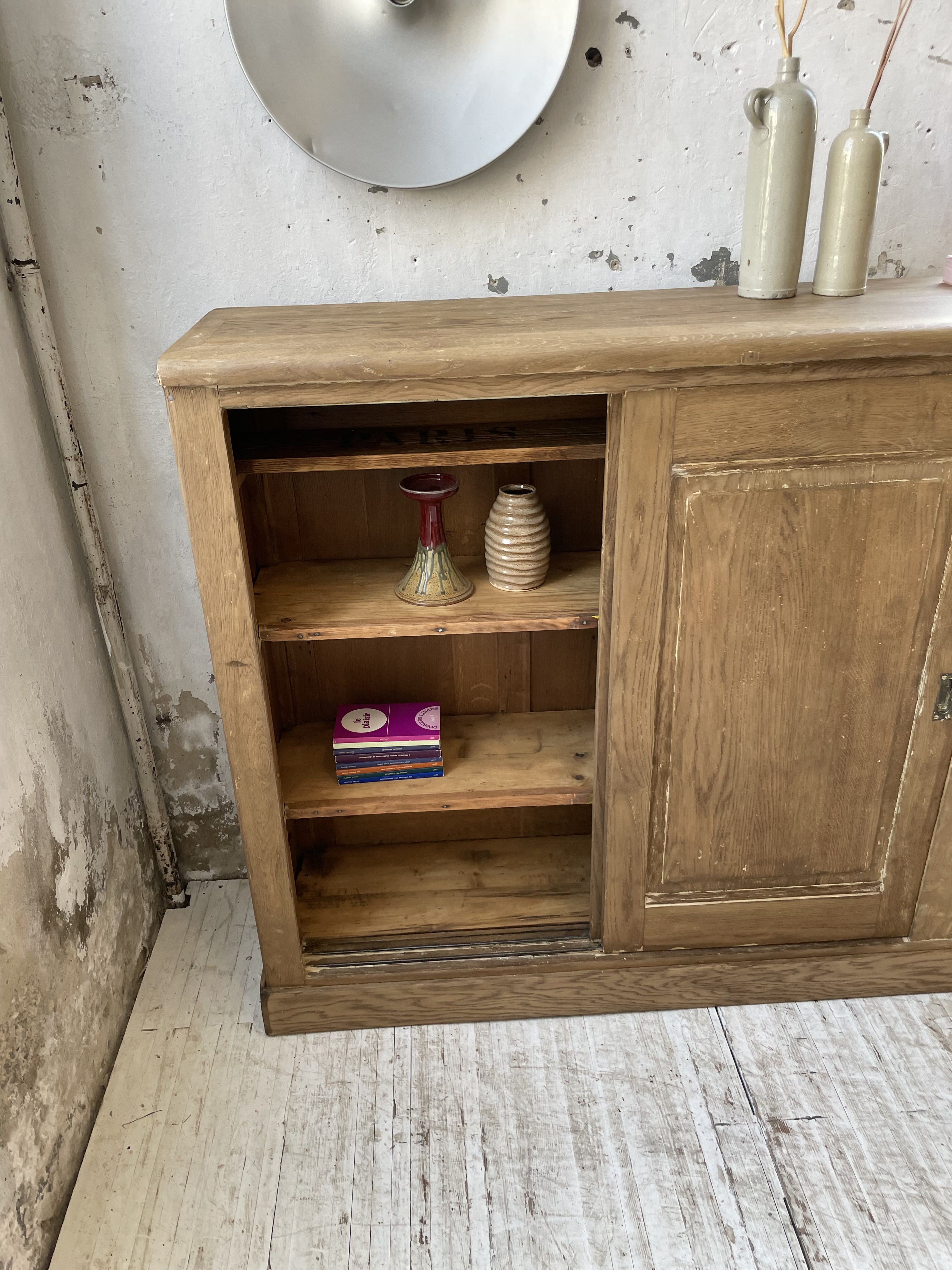 Large row of solid oak loom sliding doors