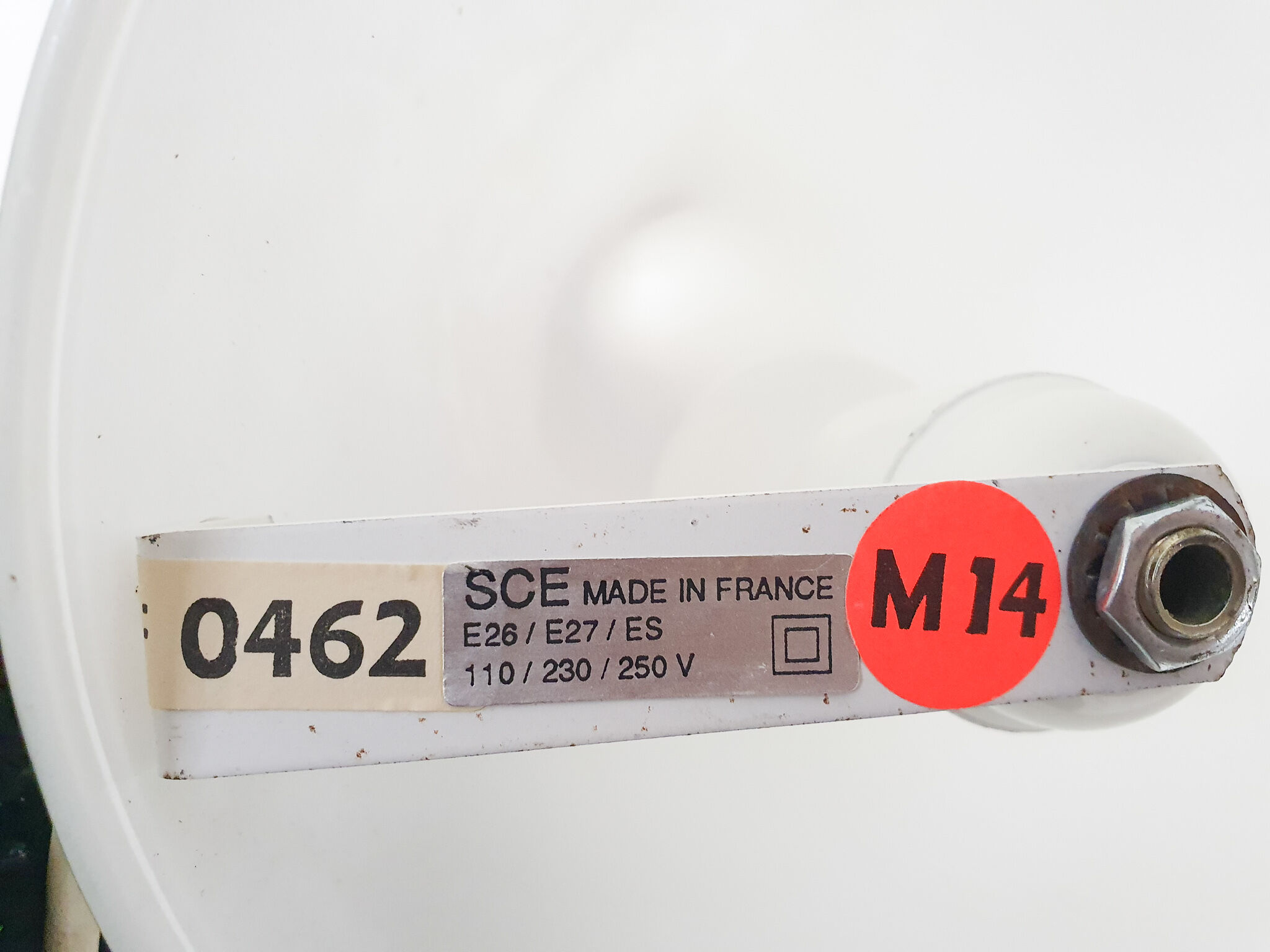 Milk glass pyramid table lamp "Teepee" by SCE France