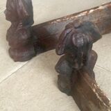 Pair of old andirons, Alsatian busts