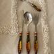 Vintage Ukrainian folk art cutlery set