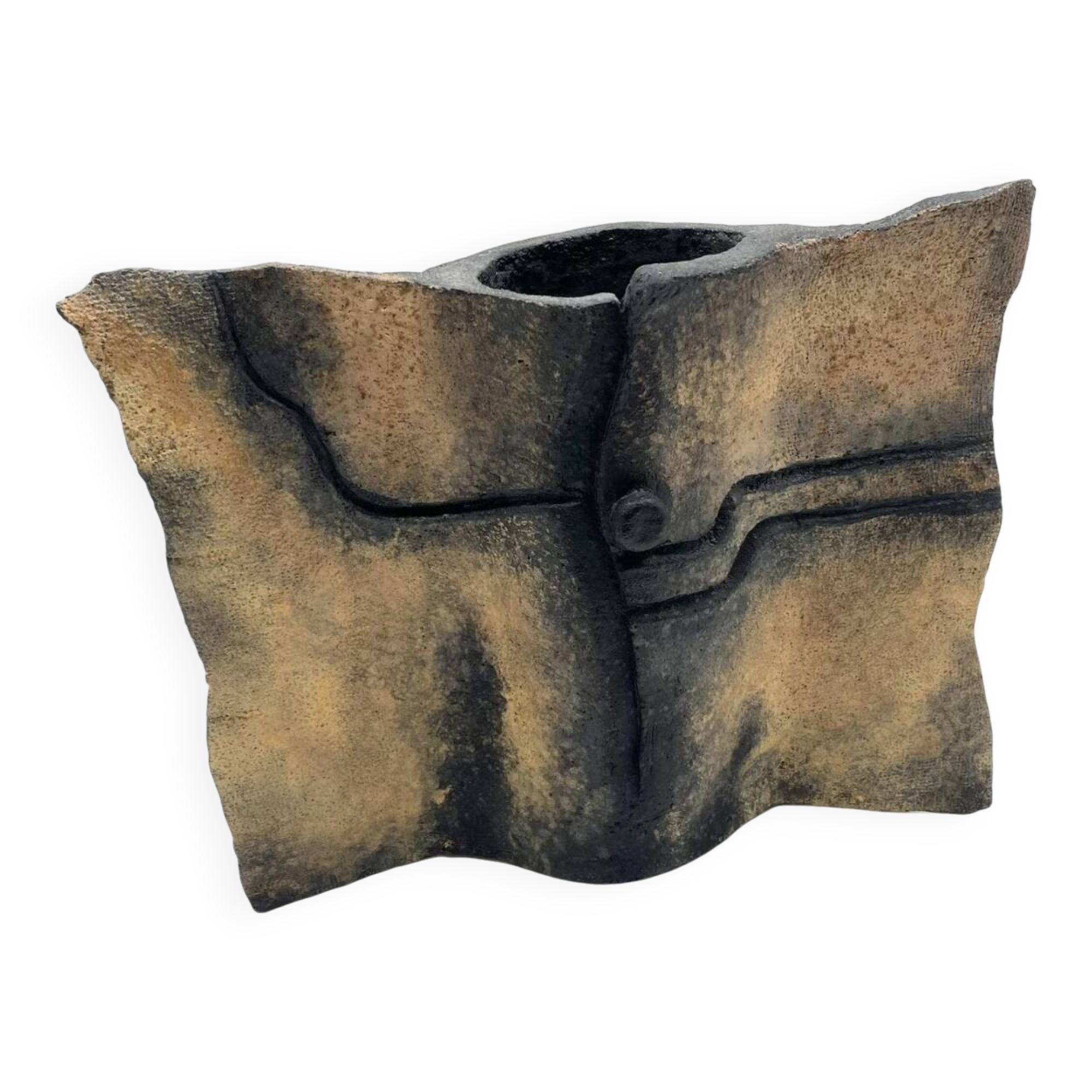 Reversible "Coal Black" / Brutalist Vase