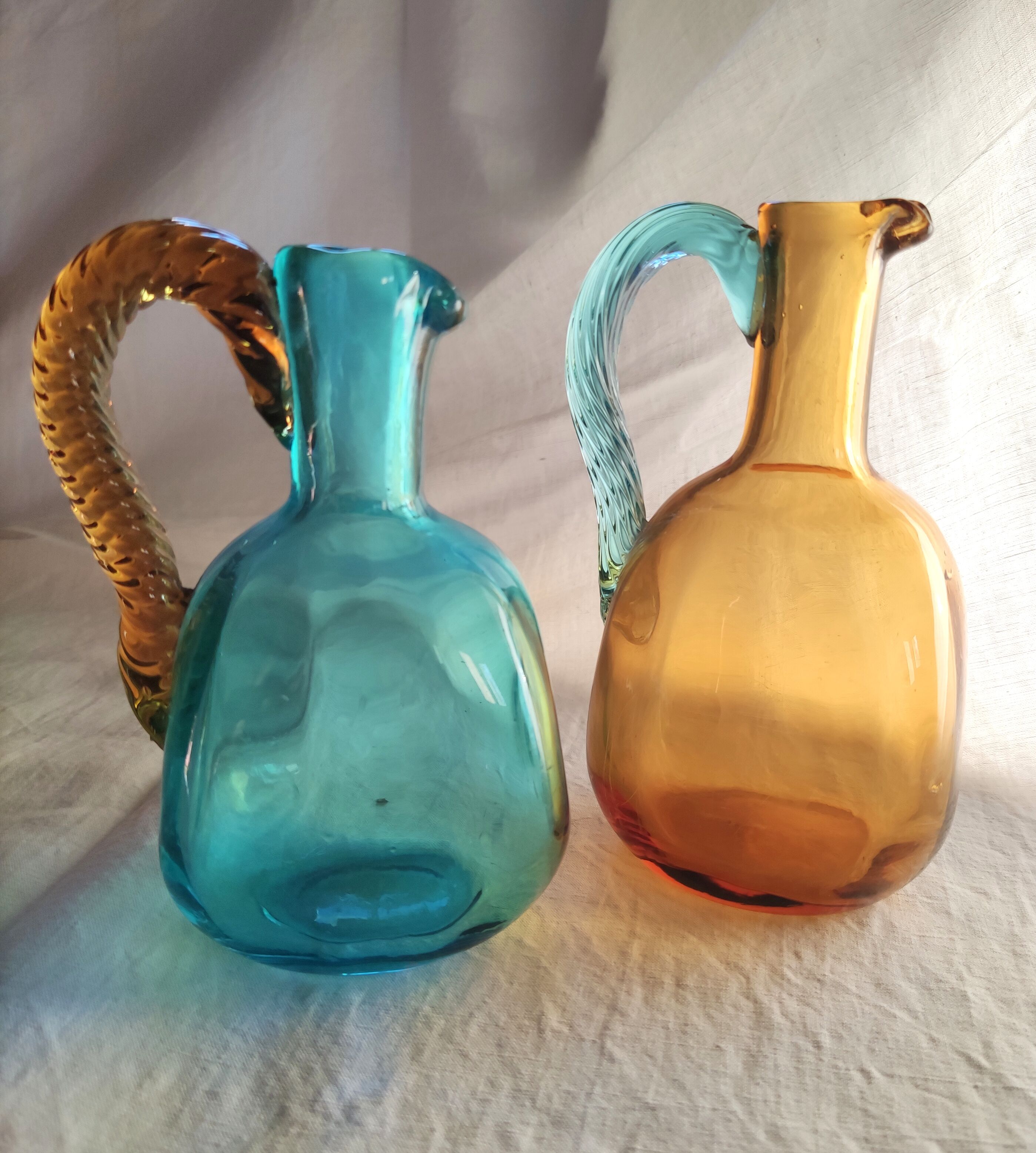 2 antique glass pitchers Georges Sand