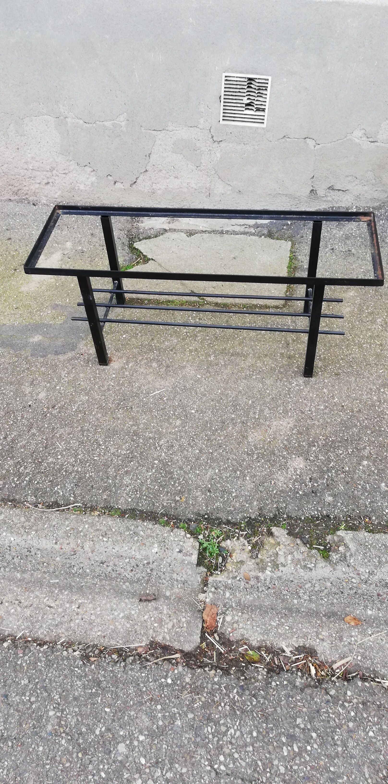 Vintage coffee table metal and lava stone