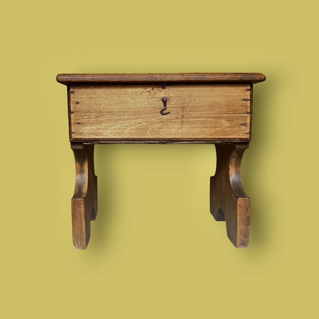 Small antique wooden stool chest – handcrafted