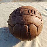 Old leather league soccer ball