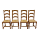 4 solid wood chairs in medium oak straw with high farmhouse backrest