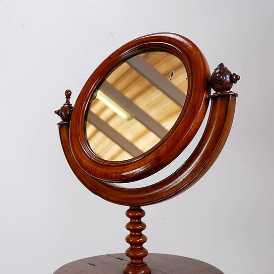 Mahogany Psyche barber mirror - Turned Wood 19th century