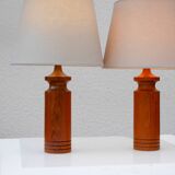 Large Mid-Century Modern Danish Teak Table Lamps, Set of 2