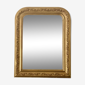 Miroir ancien louis Philippe doré perlé sculpté - 69x53cm