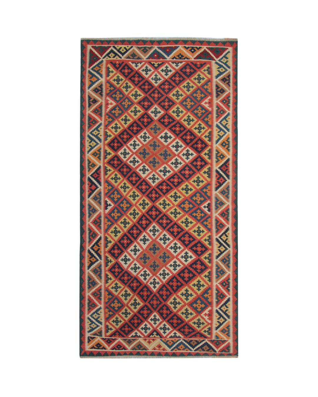 Handmade Vintage Kilim Runner Rug, Geometric Tribal Design 300 × 147 cm