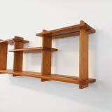 Vintage pine wall shelf in Maison Regain style from the 80s