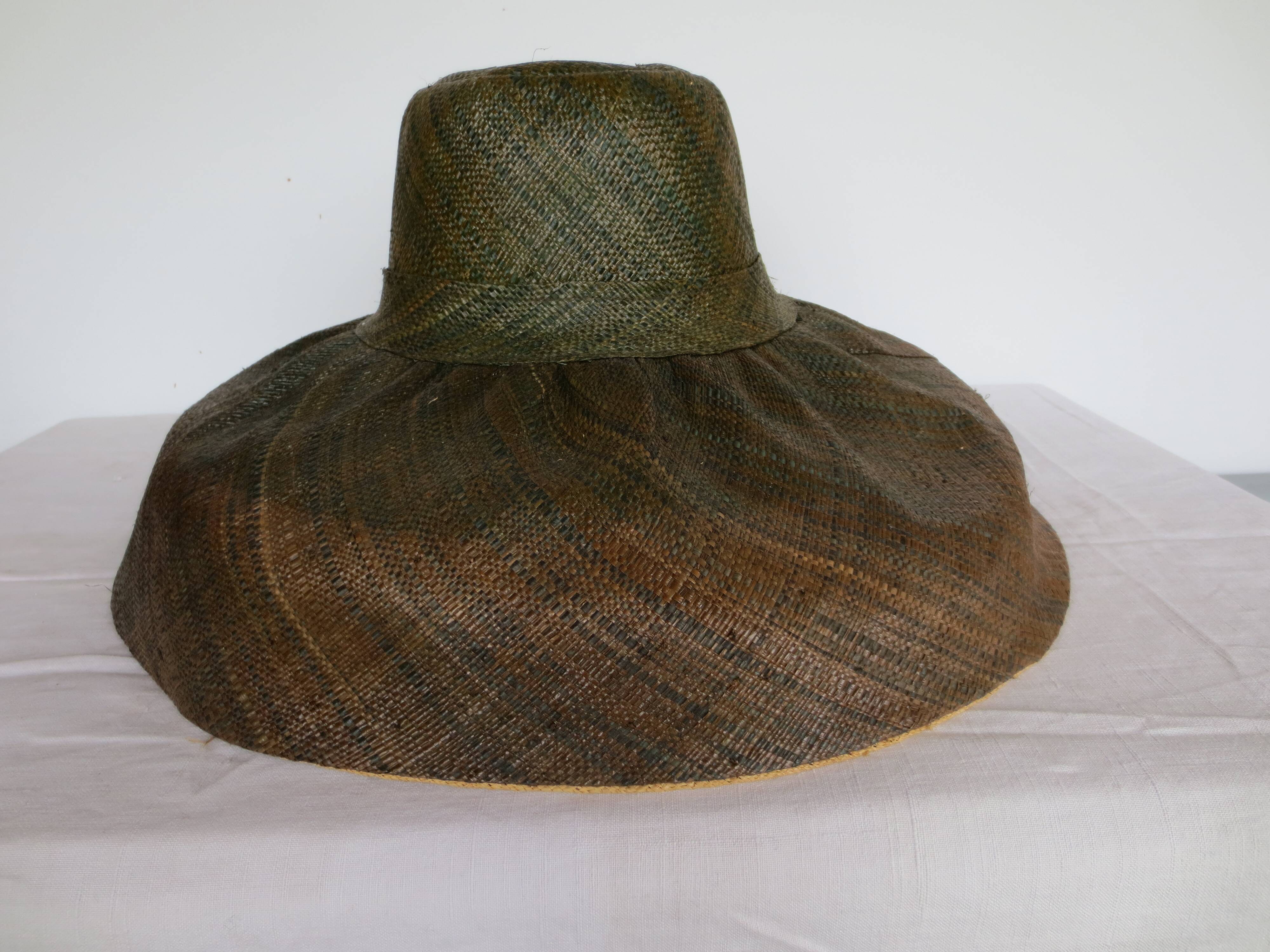 large Malagasy hat made of woven fibres