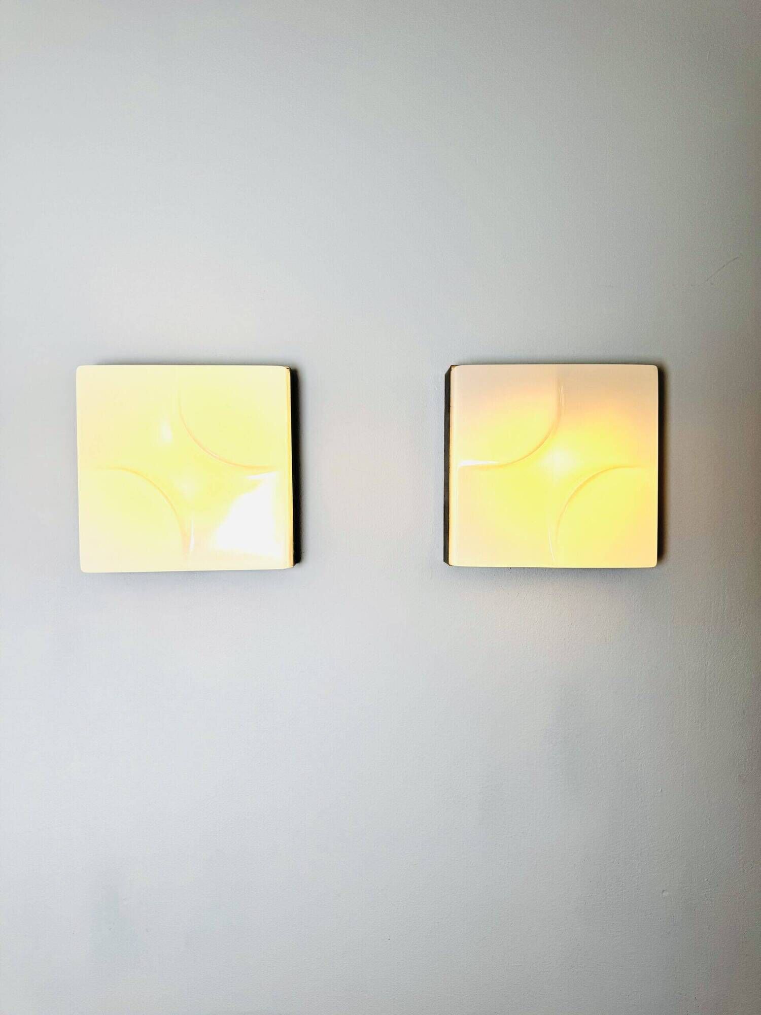 F-3071 Square Abstract Wall Lamps By Raak Amsterdam, The Netherlands 1970S