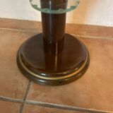 Vintage pedestal table design mirror glass and brass