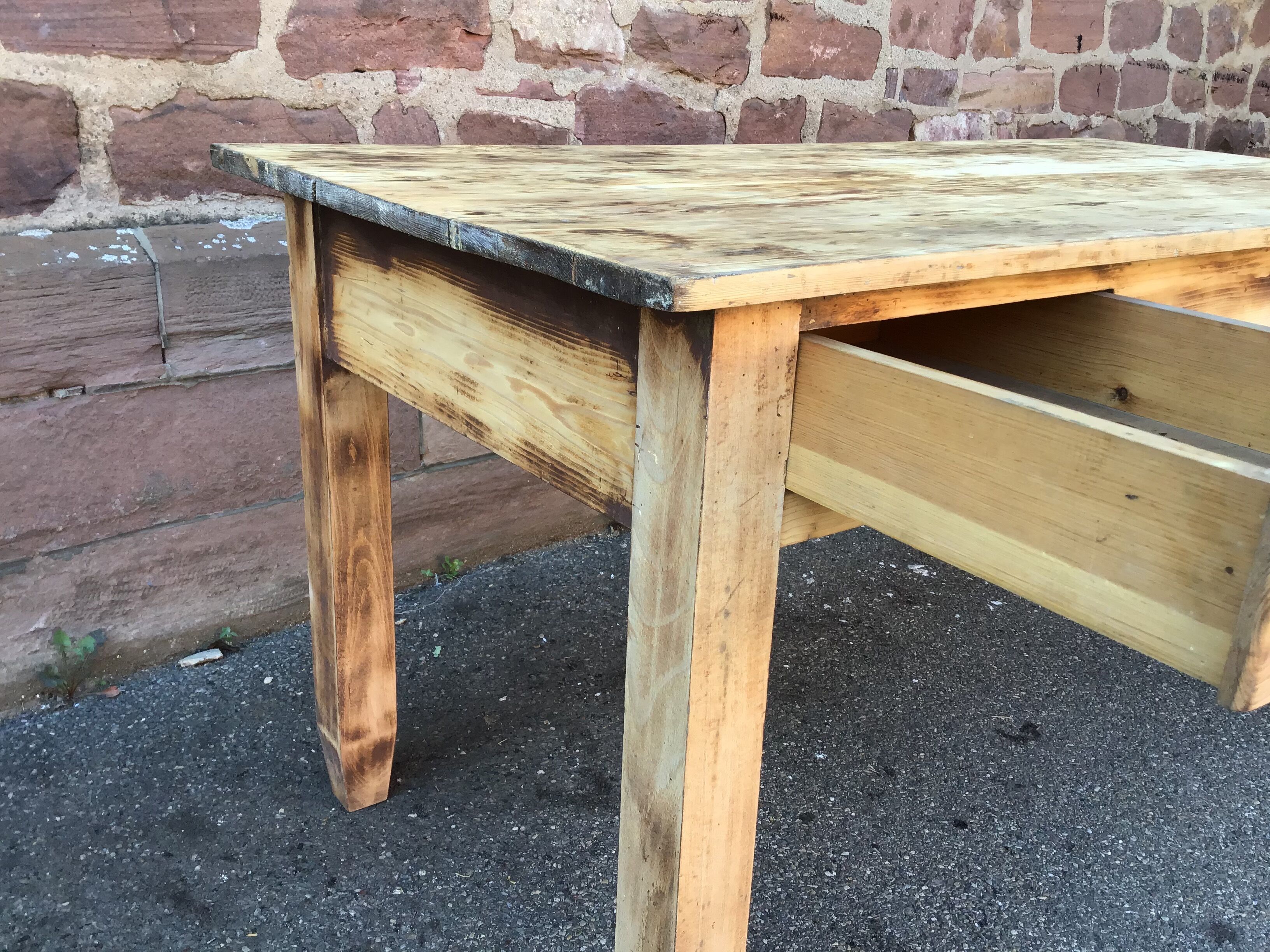 Table de ferme vintage bois naturel 1920