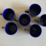 Set of 6 mid-century modern glazed earthenware cups, 1960s