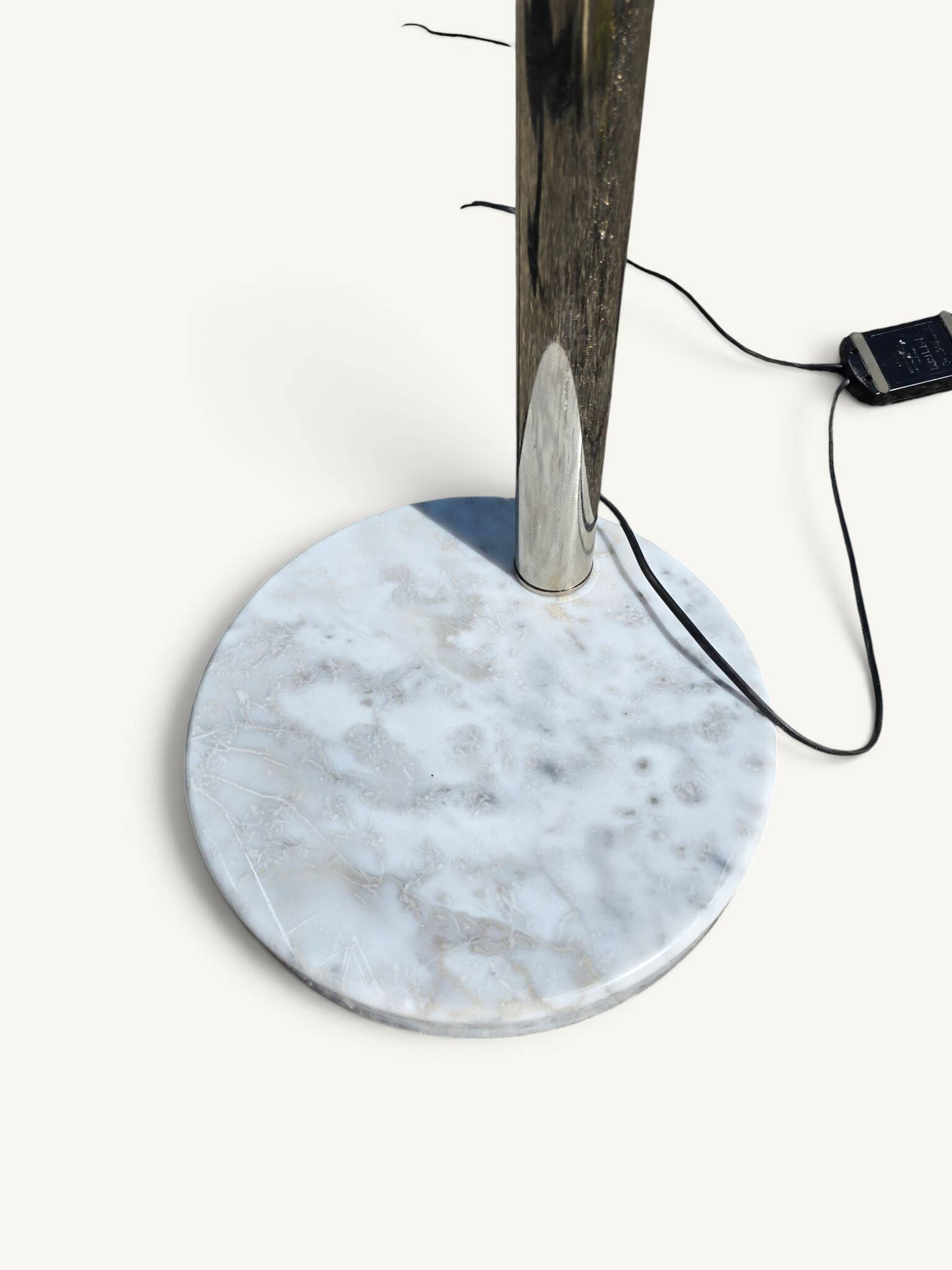 Vintage floor lamp with five chrome arms and a marble base.