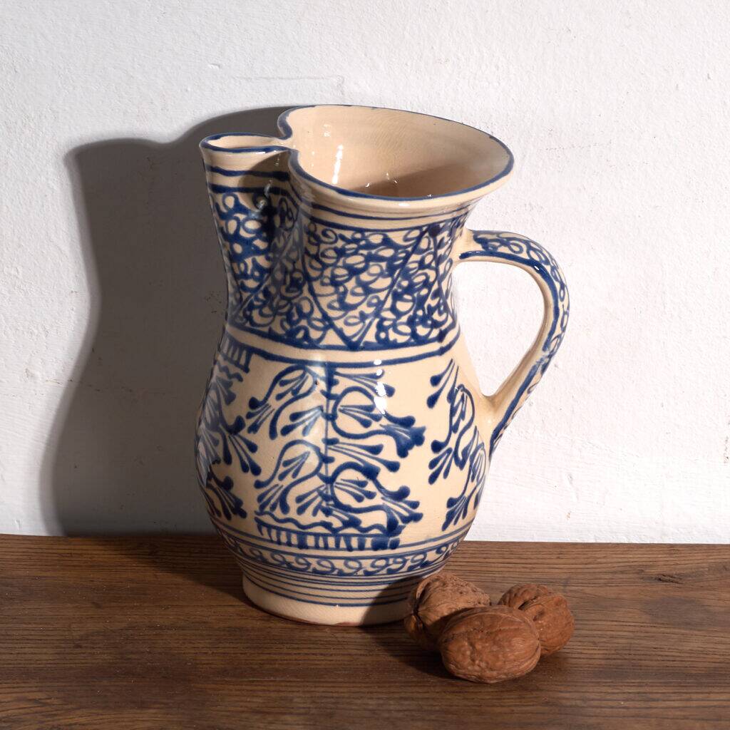 Old blue and white faience jug – Central Europe, around 1930