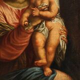 Antique religious painting Virgin with child from 17th century