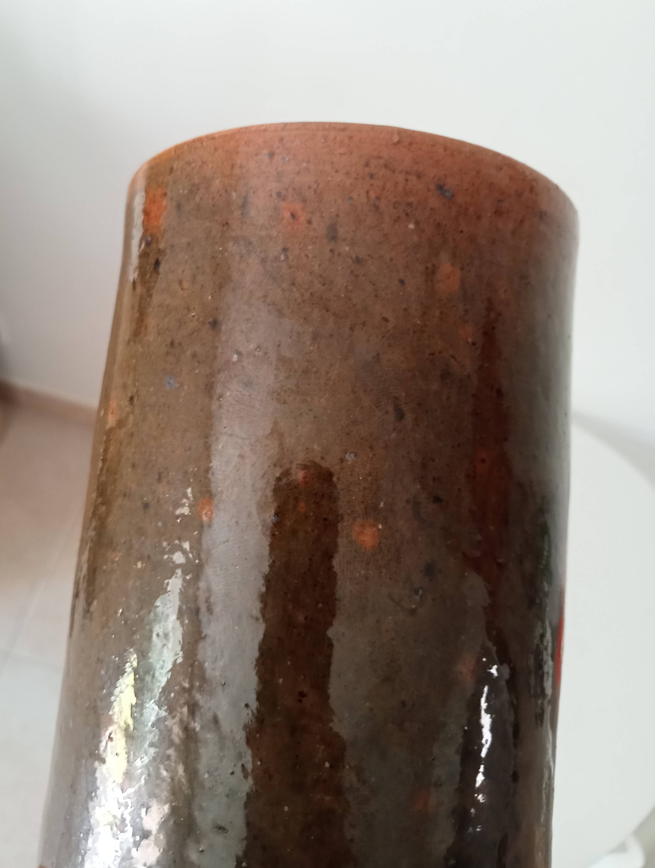 Vase rouleau vintage en grès années 50
