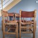 Lot of 5 Maison Regain chairs in solid elm natural leather 1960