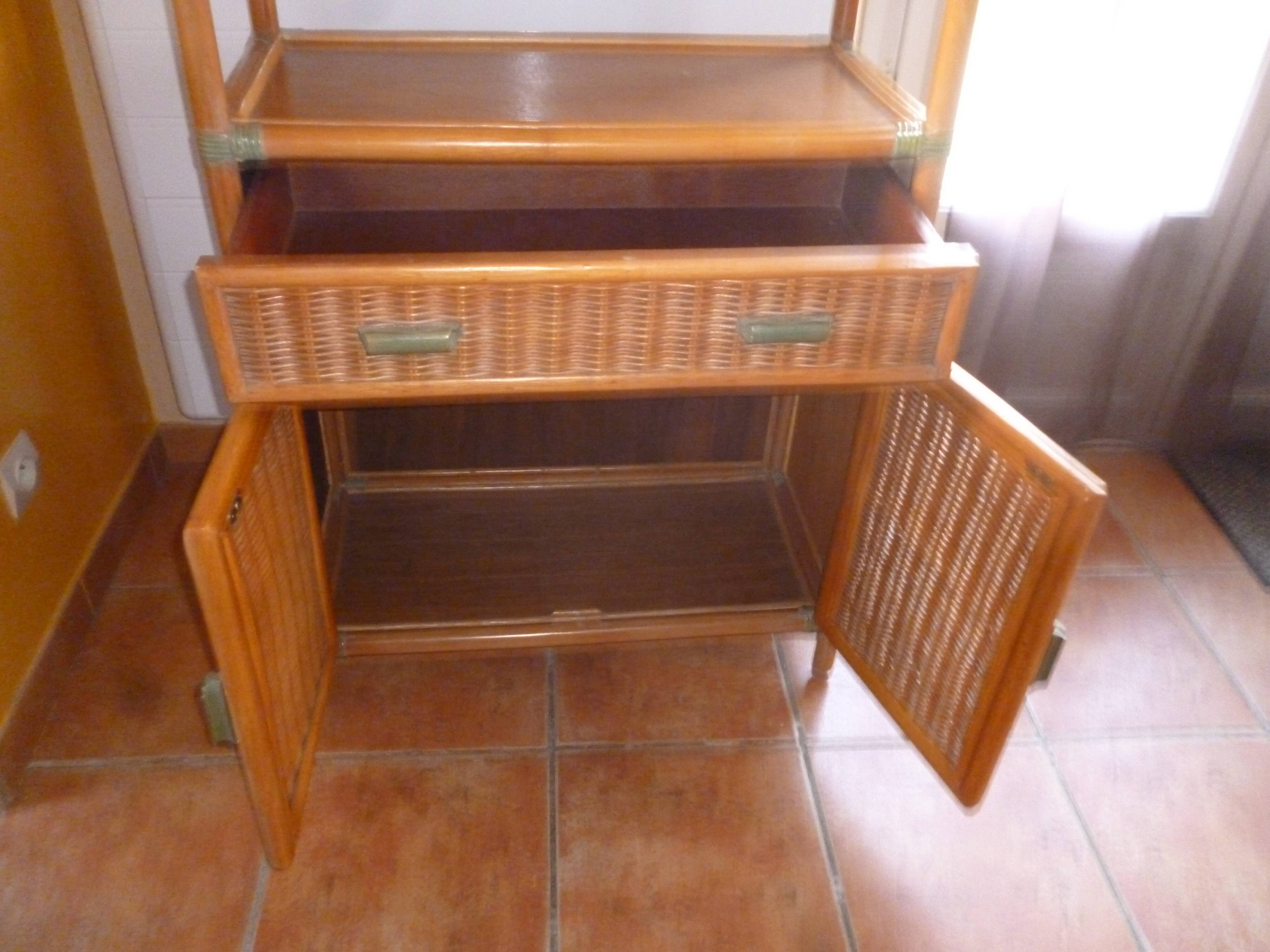 Vintage rattan bamboo shelf