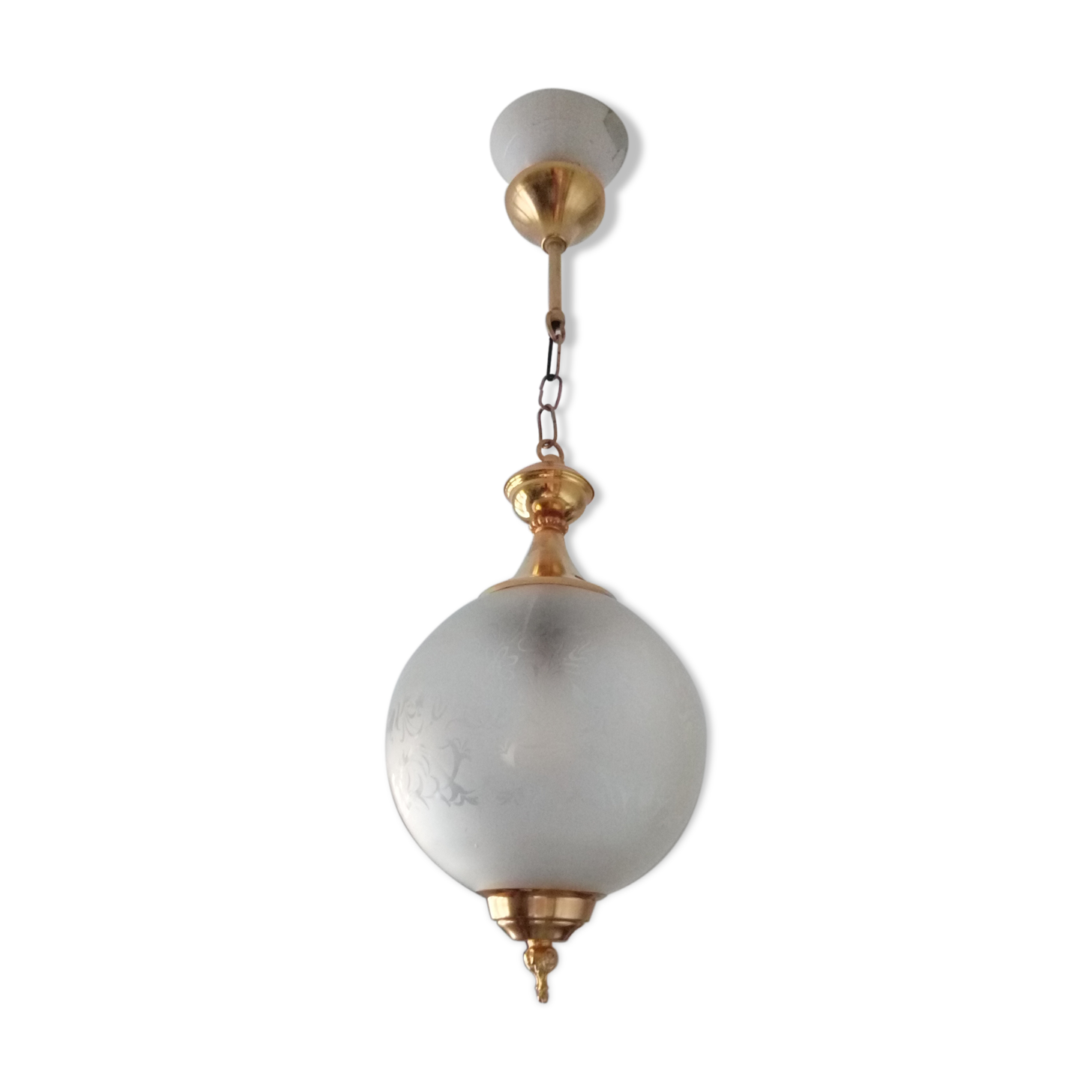 Hanging lamp brass & ball glass 50