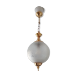 Suspension laiton & boule verre années 50