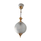 Suspension laiton & boule verre années 50