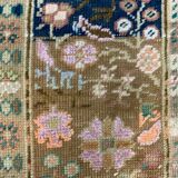 Distressed Turkish Rug 122x79 cm Vintage Shabby, Wool Tribal Blue, Beige Small