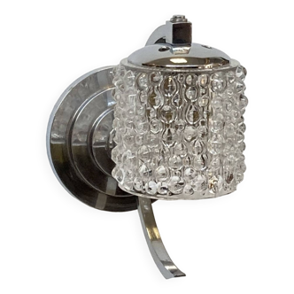 Old swan neck wall light in chrome metal and vintage thick glass tulip LAMP-7118