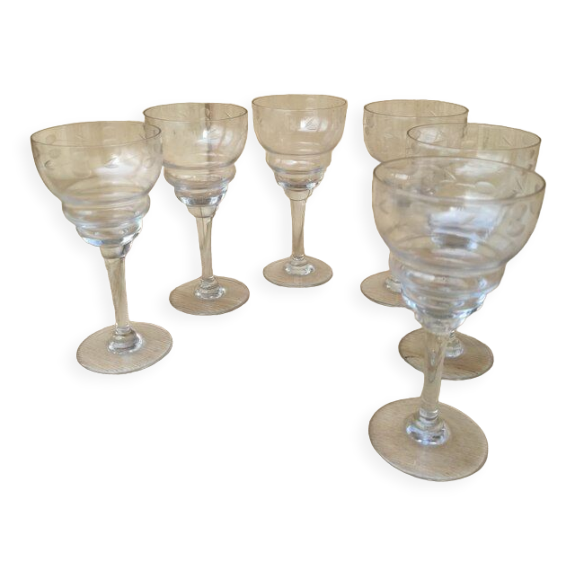 Set of 6 engraved glasses