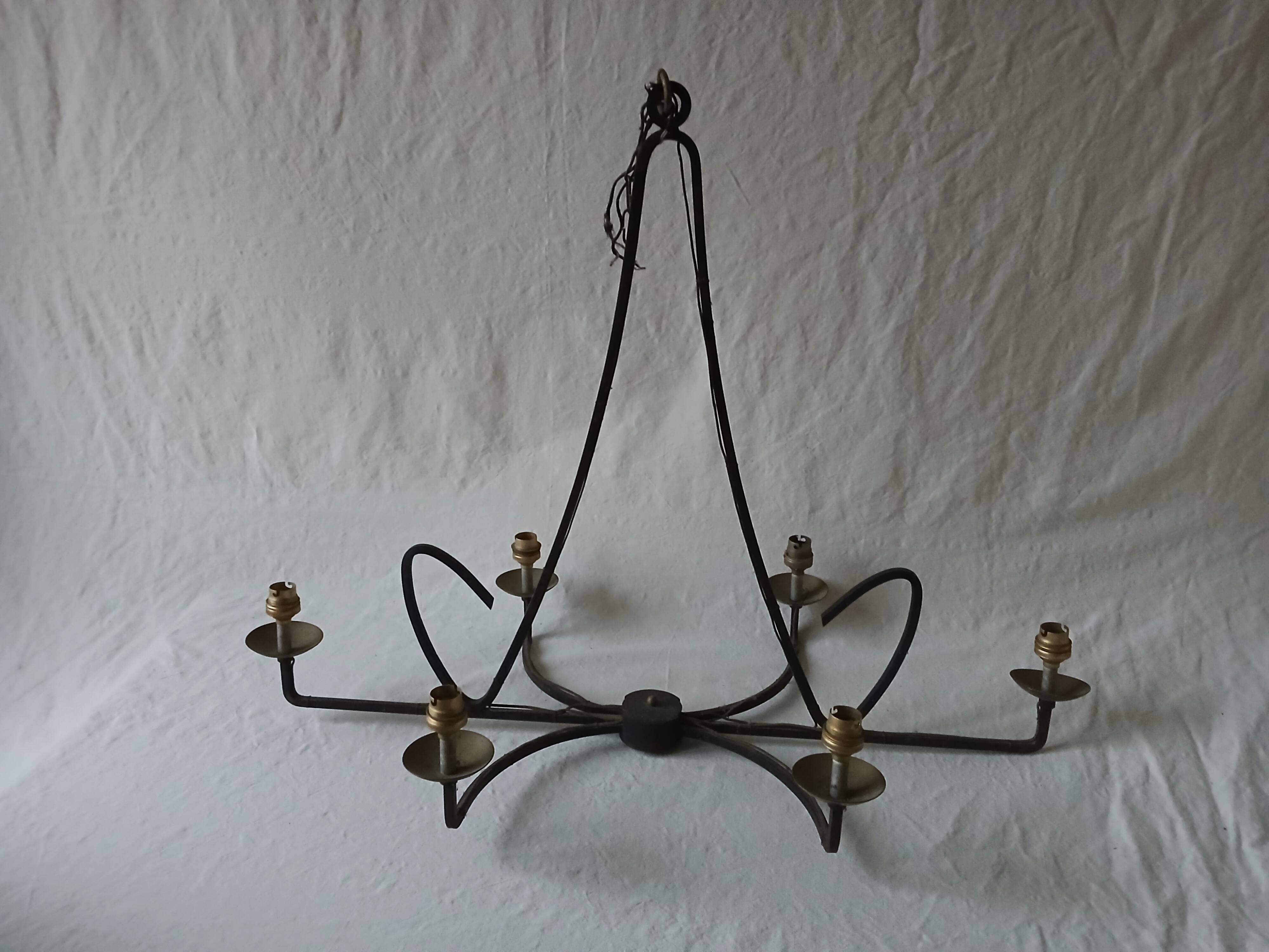 large wrought iron chandelier / 60s