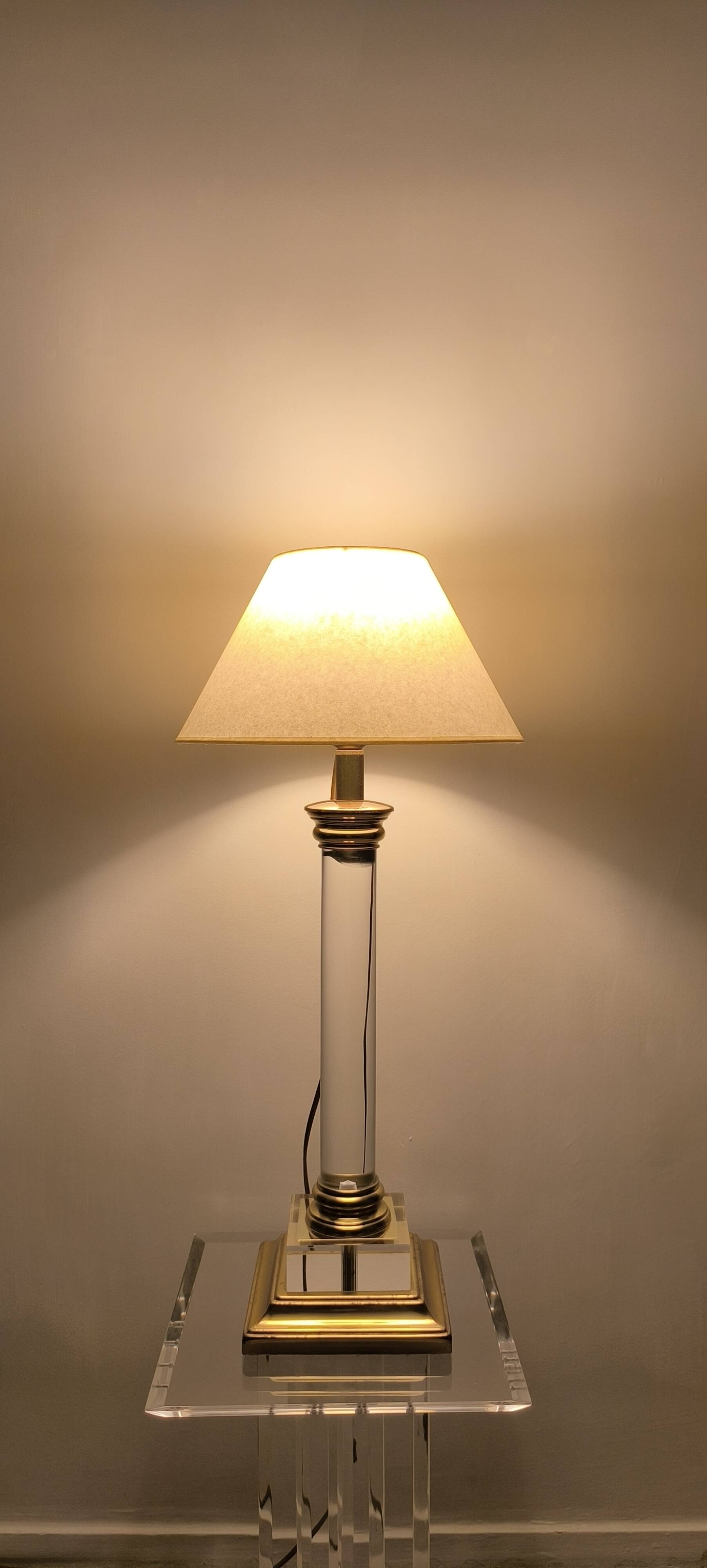 Elegant column lamp signed "Le Dauphin" vintage 70s/80s.