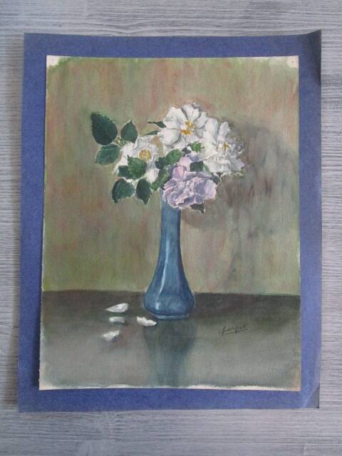 Old watercolor - bouquet of roses