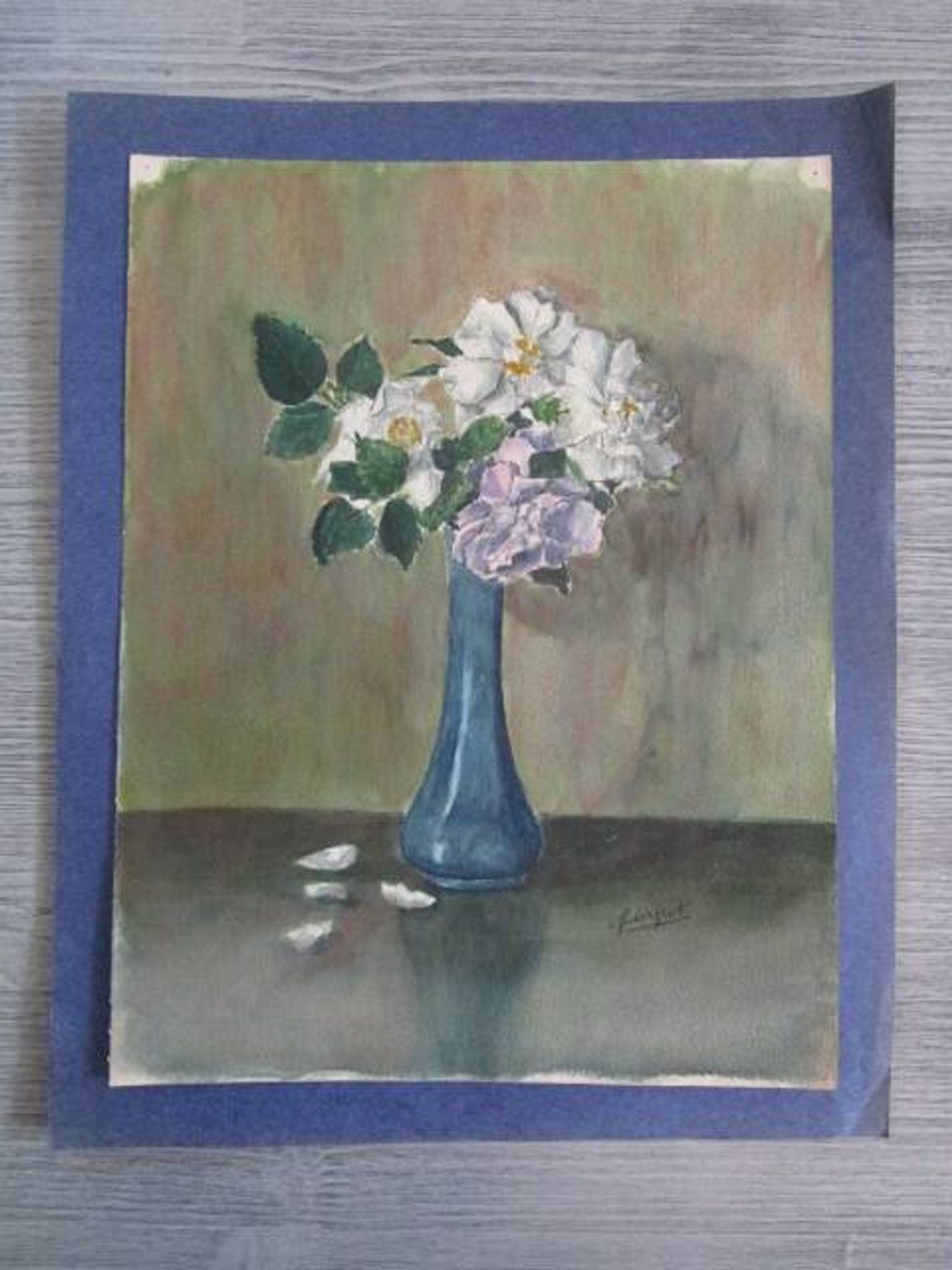Old watercolor - bouquet of roses