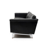 Danish leather sofa with chrome legs and teak ends