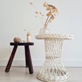 White rattan wicker table or side table