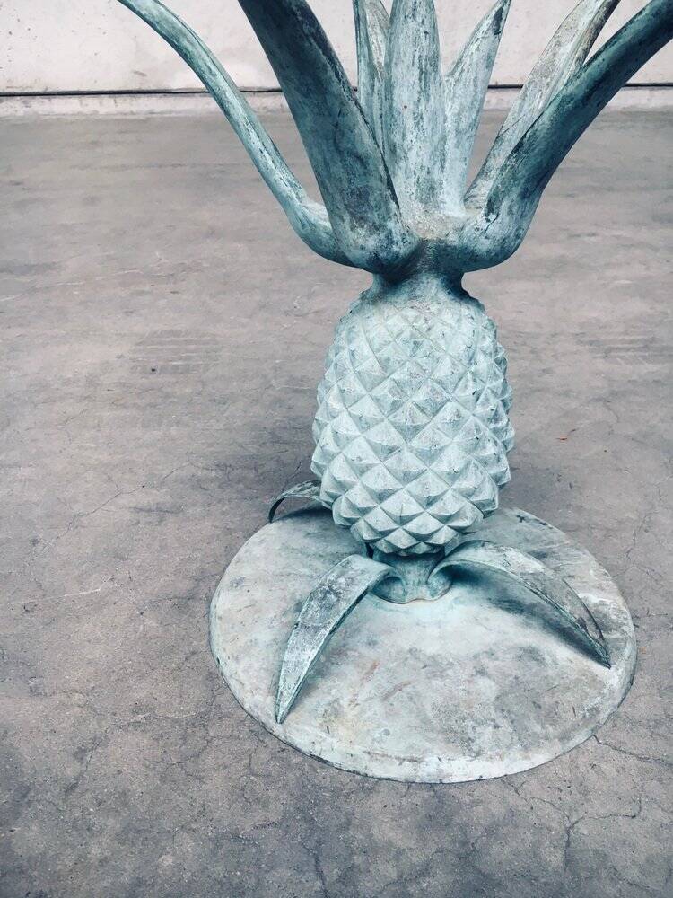 Hollywood Regency Style Brass Patinated Pineapple Side Tables, France, 1970s, Set of 2