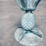 Hollywood Regency Style Brass Patinated Pineapple Side Tables, France, 1970s, Set of 2