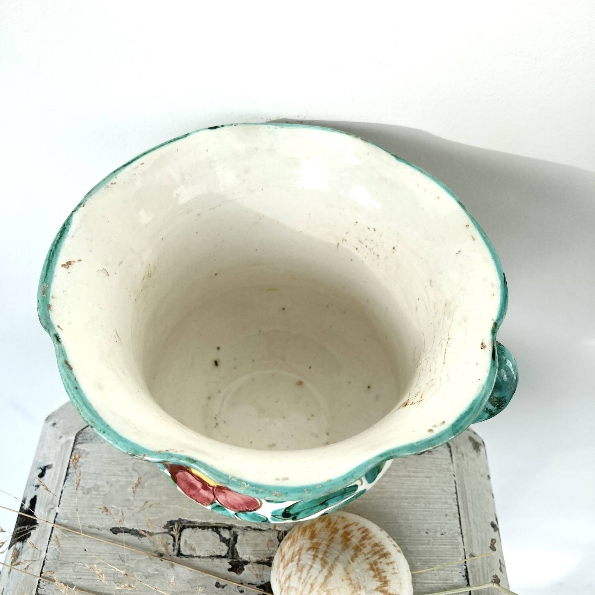 Cache pot fleurs plante en céramique italienne émaillée