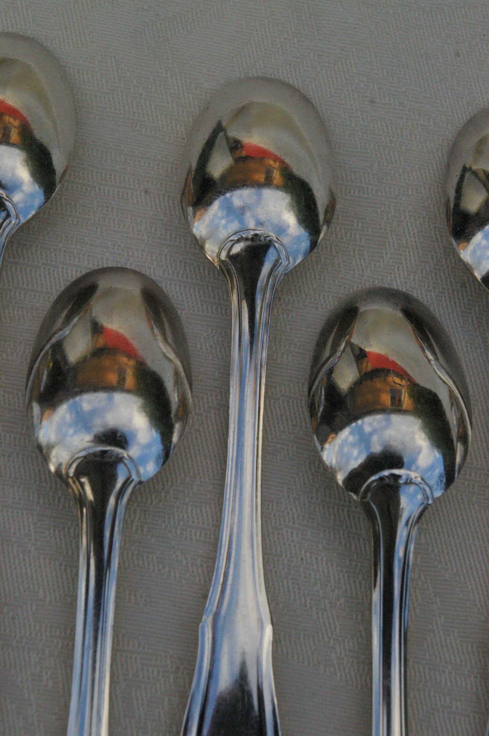 Set 12 Teaspoons Moka in silver metal - Model net staple