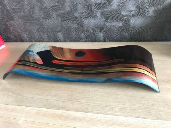 Plateau art déco en verre multicolore