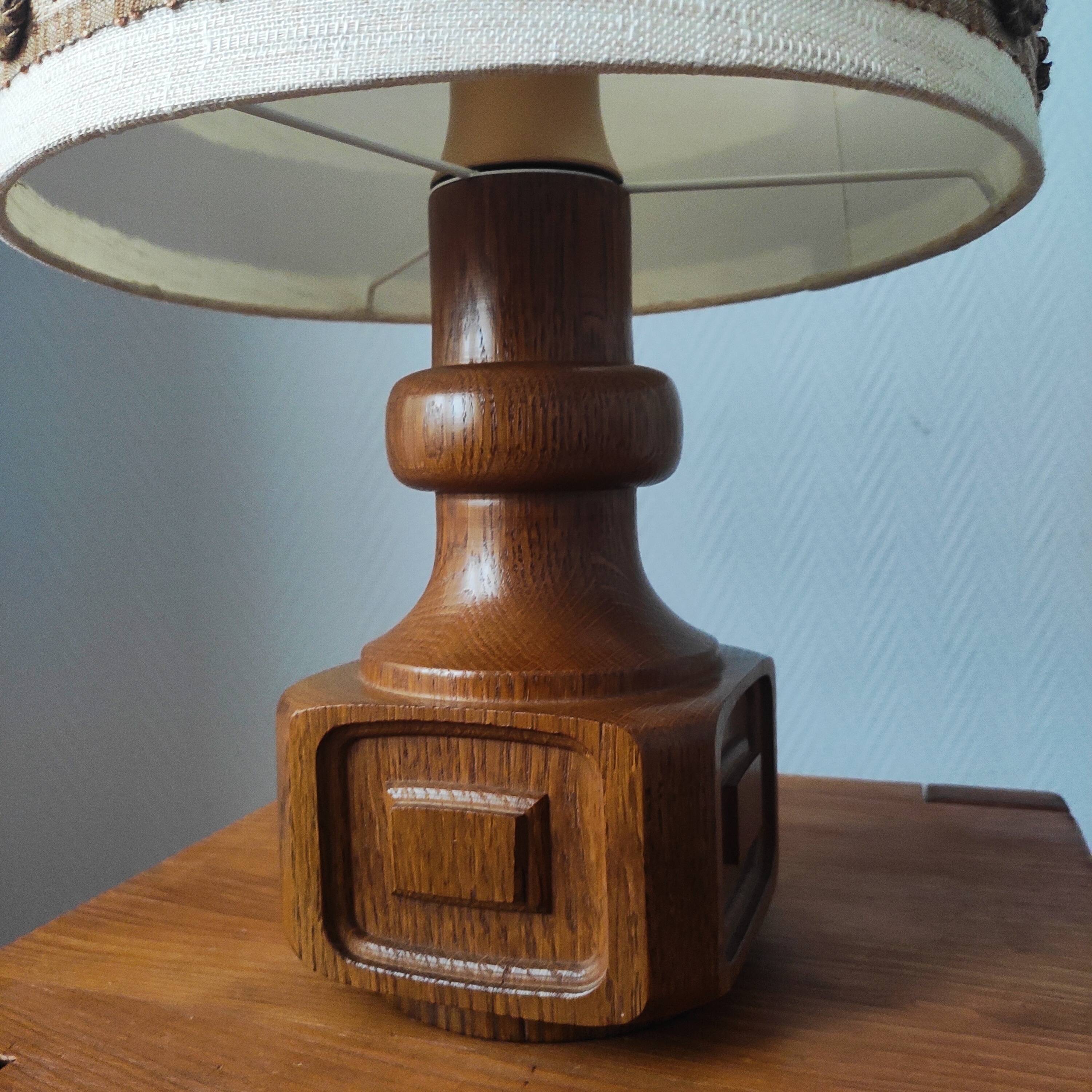 Vintage 70s oak living room lamp