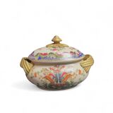 Cracked ceramic candy box with floral and gold decoration, 20th century