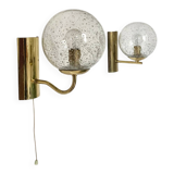 Pair of brass and glass wall sconces
